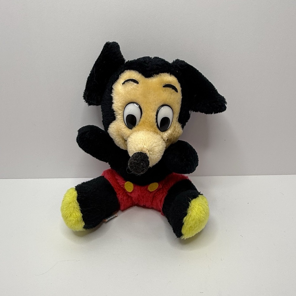 Vtg Mickey Mouse Walt Disney Productions 8" Plush Stuffed Animal Made In Korea